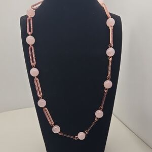 Elegant Rose Gold Necklace with Pink Accents